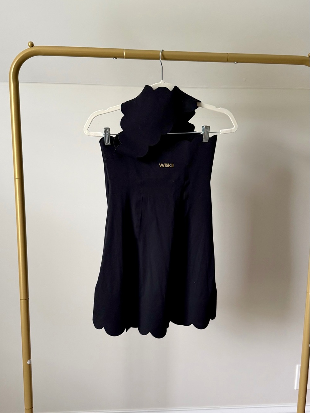 NWOT Wiskii Scallop Back Mock Neck Dress Black Large - Picture 3 of 6
